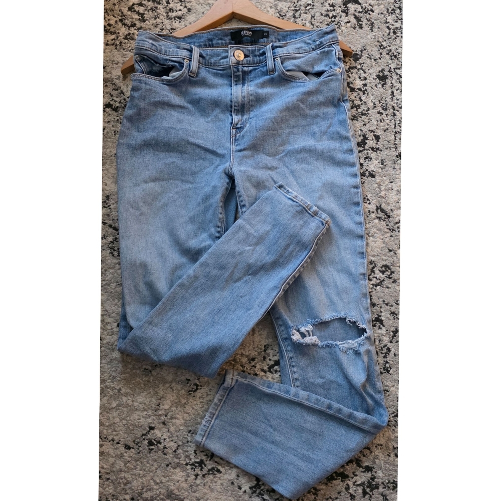 Hudson Distressed Skinny Jeans Light Wash Womens 29 Blue